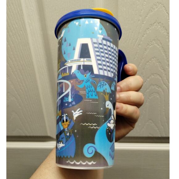 Set of Two Walt Disney World 50th Anniversary Whirly Refillable Mugs & Lids - Picture 6 of 9